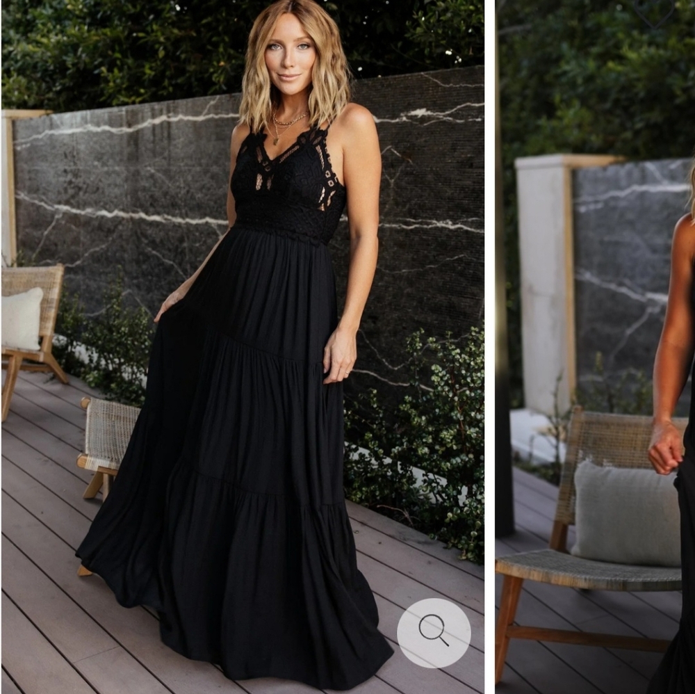 Baltic Born Black Lace Maxi Dress